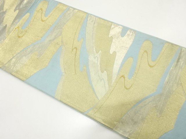 JAPANESE KIMONO / ANTIQUE FLOWING WATER PATTERN WOVEN FUKURO OBI (MATE